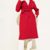 Double-Breasted Coat with Shawl Collar Burgundy - Imagen 2
