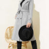 Double-Breasted Coat with Shawl Collar Grey - الصورة 2