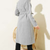 Double-Breasted Coat with Shawl Collar Grey - الصورة 3