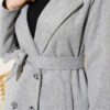 Double-Breasted Coat with Shawl Collar Grey - الصورة 4