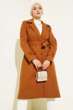 Double-Breasted Coat with Shawl Collar Terra