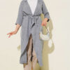 Wrap-front Hoodie with Tie Belt Grey - Image 2