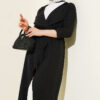 Wrap-front Hoodie with Tie Belt Black - Afbeelding 2