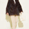 Wrap-Front Fur-Trimmed Coat Dark Brown - Imagen 2