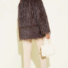 Wrap-Front Fur-Trimmed Coat Dark Brown - Imagen 3