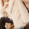 Wrap-Front Fur-Trimmed Coat Beige