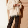 Wrap-Front Fur-Trimmed Coat Beige - Imagen 2