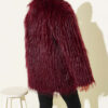 Wrap-Front Fur-Trimmed Coat Burgundy - Image 3