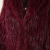 Wrap-Front Fur-Trimmed Coat Burgundy - Image 4
