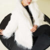 Wrap-Front Fur-Trimmed Coat Ecru