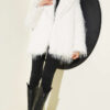 Wrap-Front Fur-Trimmed Coat Ecru – Image 2