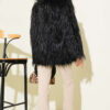 ⁦Wrap-Front Fur-Trimmed Coat Black⁩ - الصورة ⁦3⁩