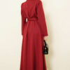 Long Coat with Shawl Collar and Waist Tie Burgundy – Image 3