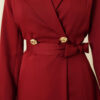 Long Coat with Shawl Collar and Waist Tie Burgundy – Image 4