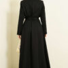 ⁦Long Coat with Shawl Collar and Waist Tie Black⁩ - الصورة ⁦3⁩