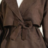 Wrap-Style Collar Suede Jacket Two-Piece Set Dark Brown - Afbeelding 4