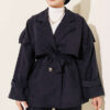 Wrap-Style Collar Suede Jacket Two-Piece Set Navy Blue – Bild 2