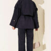 Wrap-Style Collar Suede Jacket Two-Piece Set Navy Blue – Bild 3