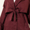 Wrap-Style Collar Suede Jacket Two-Piece Set Plum – Bild 4
