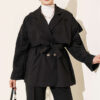 Wrap-Style Collar Suede Jacket Two-Piece Set Black - Afbeelding 2