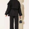Wrap-Style Collar Suede Jacket Two-Piece Set Black - Afbeelding 3