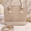 Women’s Handbag with Handles and Ribbed Detail Beige