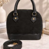Women’s Handbag with Handles and Ribbed Detail Black