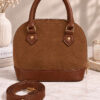 Women’s Handbag with Handles and Ribbed Detail Tan
