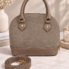 Women’s Handbag with Handles and Ribbed Detail Mink