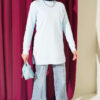 Rhinestone Embroidered Crew Neck Tunic Baby Blue – Bild 2