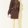 Rhinestone Embroidered Crew Neck Tunic Brown - Imagen 4