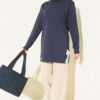 Rhinestone Embroidered Crew Neck Tunic Navy Blue - immagine 2