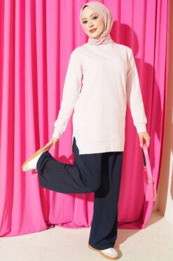 Alternative view of Rhinestone Embroidered Crew Neck Tunic Pink