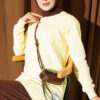 Rhinestone Embroidered Crew Neck Tunic Yellow