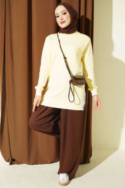 Alternative view of Rhinestone Embroidered Crew Neck Tunic Yellow