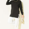 Rhinestone Embroidered Crew Neck Tunic Black - Image 2