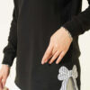 Rhinestone Embroidered Crew Neck Tunic Black - Image 4