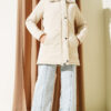 Faux Fur Collar Zip-up Quilted Coat Beige – Bild 2
