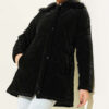 Faux Fur Collar Zip-up Quilted Coat Black - Afbeelding 2