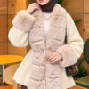 Faux Fur-Trimmed Angora Wool Coat with Belted Waist Ecru – Image 3