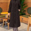Faux Fur-Trimmed Jacket with Zipper Detail Dark Brown
