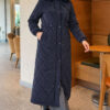 Faux Fur-Trimmed Jacket with Zipper Detail Navy Blue – Bild 3