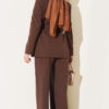 Belted Pocket Detail French Terry Two-Piece Set Brown - Imagen 3