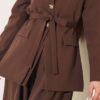 Belted Pocket Detail French Terry Two-Piece Set Brown - Imagen 4