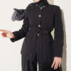 Belted Pocket Detail French Terry Two-Piece Set Black - Imagen 2