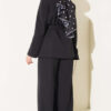 Belted Pocket Detail French Terry Two-Piece Set Black - Imagen 3