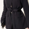 Belted Pocket Detail French Terry Two-Piece Set Black - Imagen 4