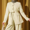 Belted Pocket Detail French Terry Two-Piece Set Aqua Green - Afbeelding 2