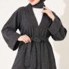 ⁦Wide-Sleeve Two-Piece Set with Waist Belt Anthracite⁩ - الصورة ⁦2⁩