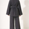 ⁦Wide-Sleeve Two-Piece Set with Waist Belt Anthracite⁩ - الصورة ⁦4⁩